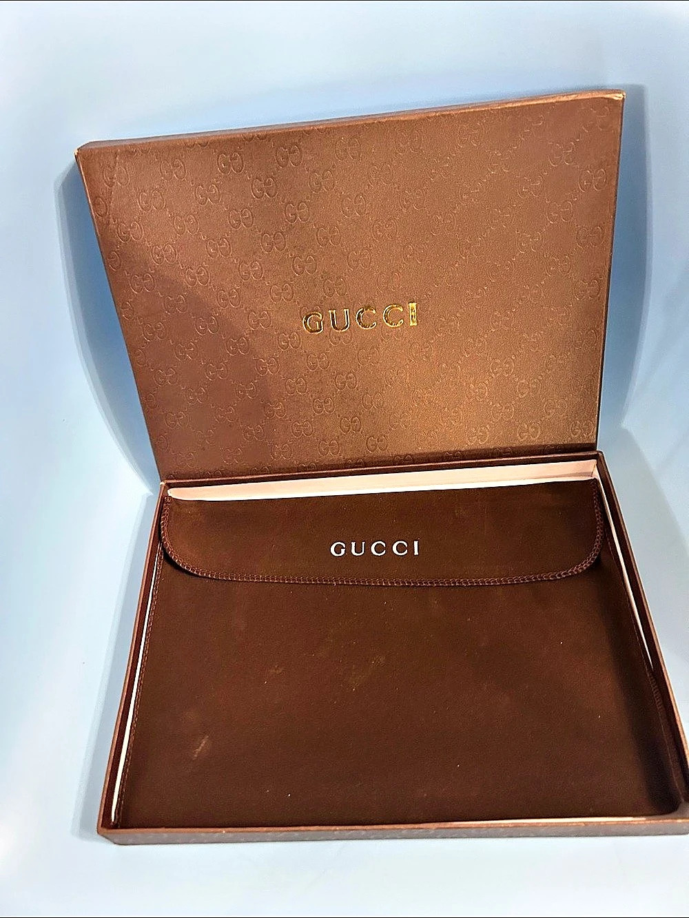 Gucci Brown Flatbox Packaging w/ Velvet Envelope
